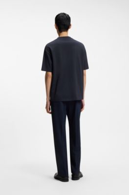 Oversized-fit cotton T-shirt with reflective logo, Dark Blue