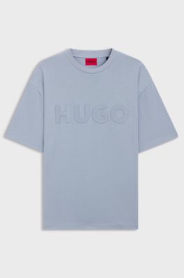 Oversized-fit cotton T-shirt with reflective logo, Purple