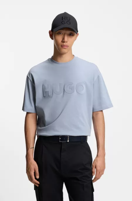 Oversized-fit cotton T-shirt with reflective logo
