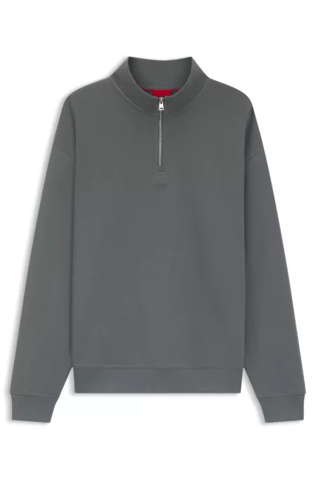 Cotton-terry logo sweatshirt with zip neck