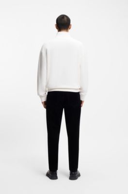 Sweatshirt van katoenen badstof met logo en ritskraag, Wit