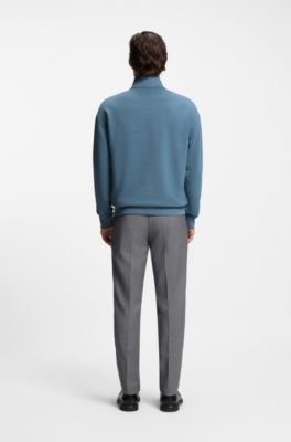 Sweatshirt van katoenen badstof met logo en ritskraag, Blauw