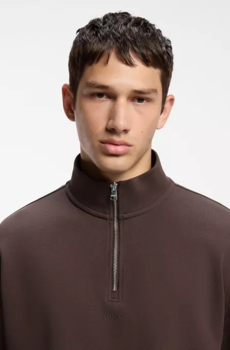 Relaxed-fit cotton sweatshirt with zip neck