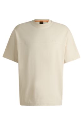 Relaxed-fit T-shirt in cotton with logo detail, Natural