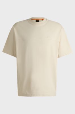 Relaxed-fit T-shirt in cotton with logo detail, Natural