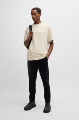 Relaxed-fit T-shirt in cotton with logo detail, Natural