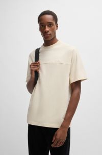 Relaxed-fit T-shirt in cotton with logo detail, Natural