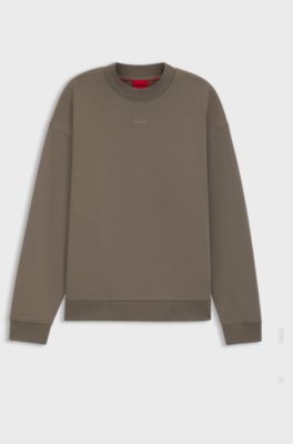 Camisola de ajuste descontra&iacute;do em algod&atilde;o terry com detalhe de log&oacute;tipo, Brown
