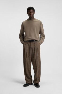 Camisola de ajuste descontra&iacute;do em algod&atilde;o terry com detalhe de log&oacute;tipo, Brown