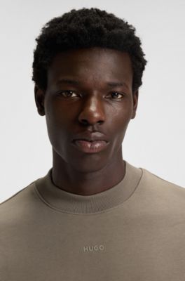 Camisola de ajuste descontra&iacute;do em algod&atilde;o terry com detalhe de log&oacute;tipo, Brown