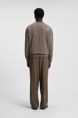 Camisola de ajuste descontra&iacute;do em algod&atilde;o terry com detalhe de log&oacute;tipo, Brown
