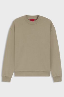 Relaxed-fit sweatshirt in cotton terry with logo detail, Light Brown