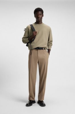 Relaxed-fit sweatshirt in cotton terry with logo detail, Light Brown