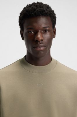 Relaxed-fit sweatshirt in cotton terry with logo detail, Light Brown