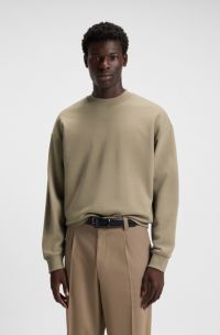 Relaxed-fit sweatshirt in cotton terry with logo print, Light Brown