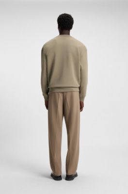 Relaxed-fit sweatshirt in cotton terry with logo detail, Light Brown