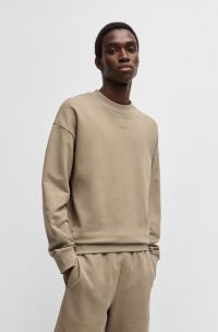 Relaxed-fit sweatshirt in cotton terry with logo print, Light Brown