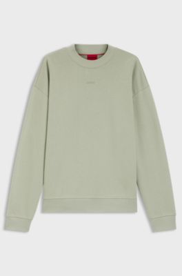 Relaxed-fit sweatshirt in cotton terry with logo detail, Light Green