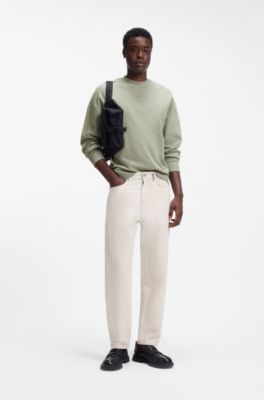 Relaxed-fit sweatshirt in cotton terry with logo detail, Light Green
