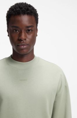 Relaxed-fit sweatshirt in cotton terry with logo detail, Light Green