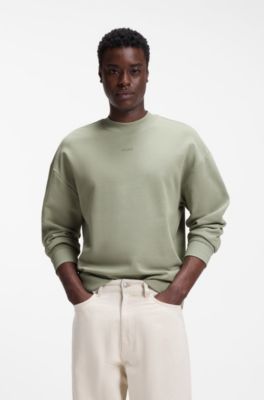 Relaxed-fit sweatshirt in cotton terry with logo detail, Light Green