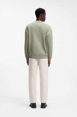Relaxed-fit sweatshirt in cotton terry with logo detail, Light Green