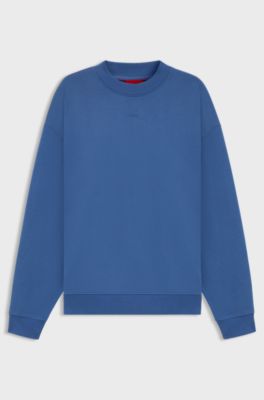 Relaxed-fit sweatshirt in cotton terry with logo detail, Blue