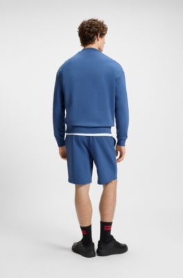 Relaxed-fit sweatshirt in cotton terry with logo detail, Blue