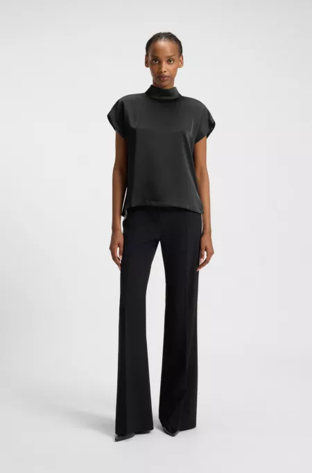 Mock-neck top in fluent satin