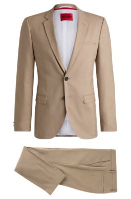 Extra-slim-fit suit in performance-stretch fabric, Light Beige