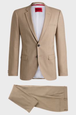 Extra-slim-fit suit in performance-stretch fabric, Light Beige