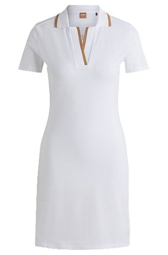 Logo T-shirt dress in stretch-cotton piqué, White