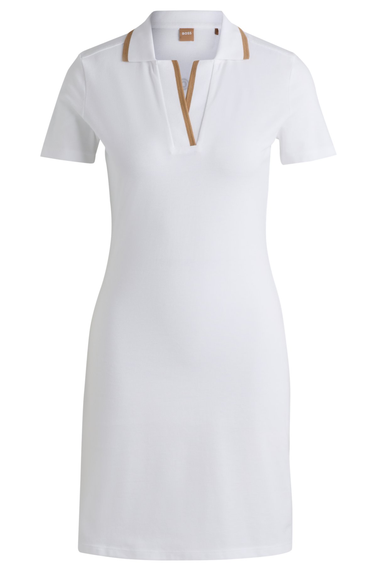 Logo T-shirt dress in stretch-cotton piqué, White