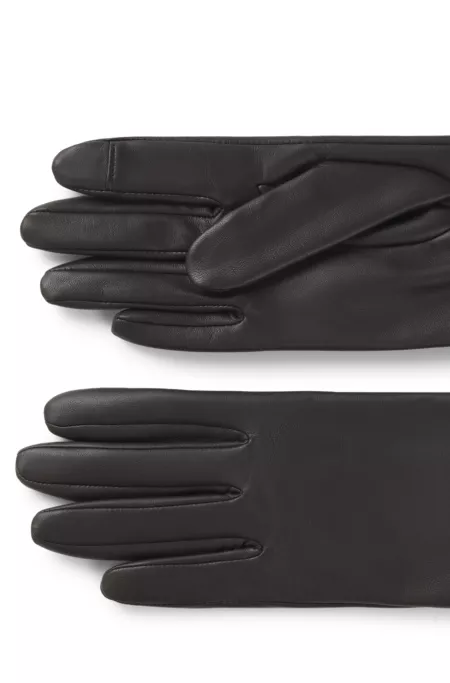 Touchscreen-freundliche Handschuhe aus Leder mit Logo-Niete
