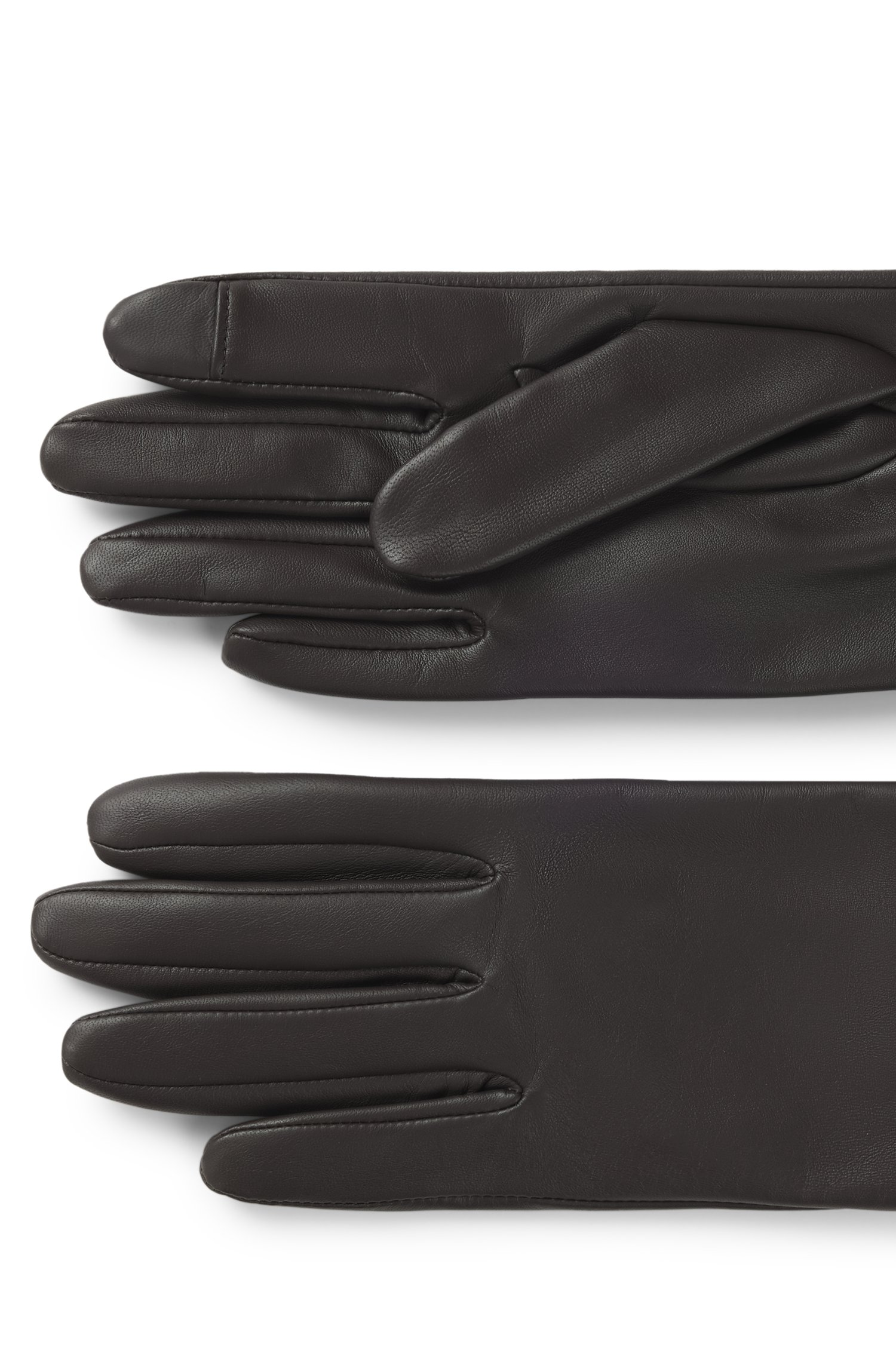 Boss Touchscreen-friendly gloves in leather with logo rivet handskar & vantar dam – bild 4