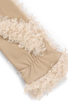 フェイクテディ ミトン レザーパネル, ライトベージュ