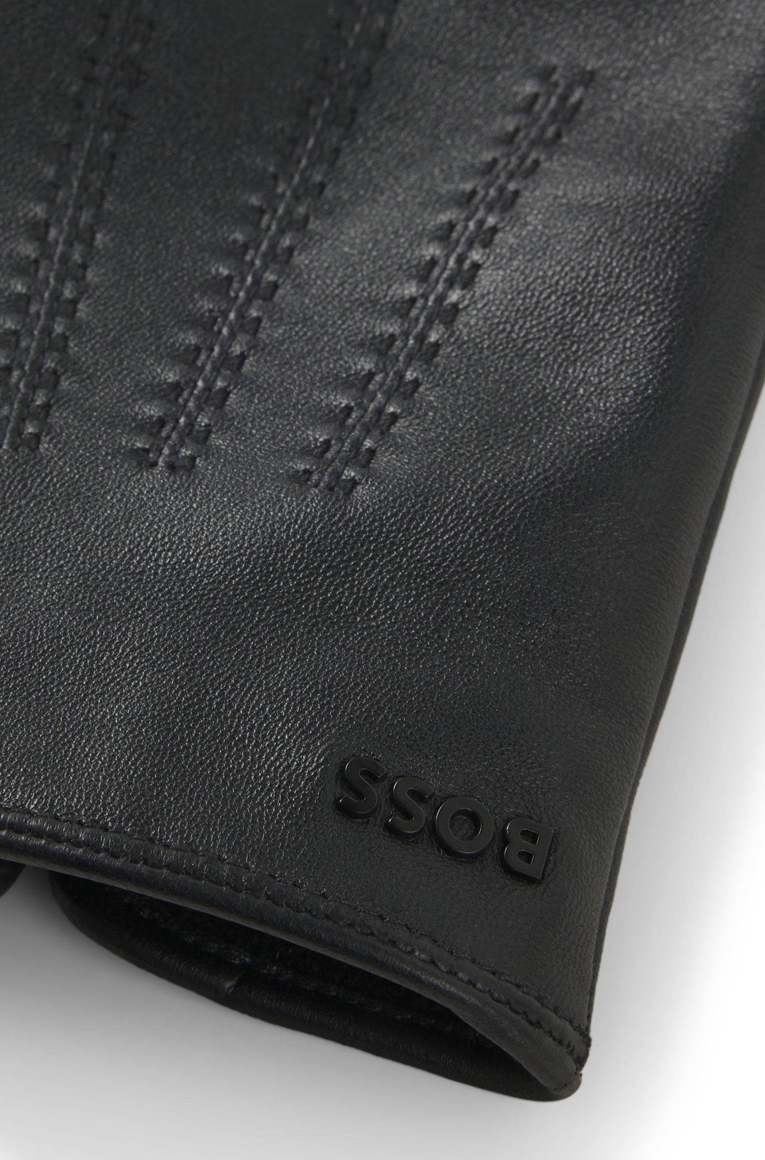 Boss Wool-blend lined leather gloves with logo handskar & vantar herr – bild 2