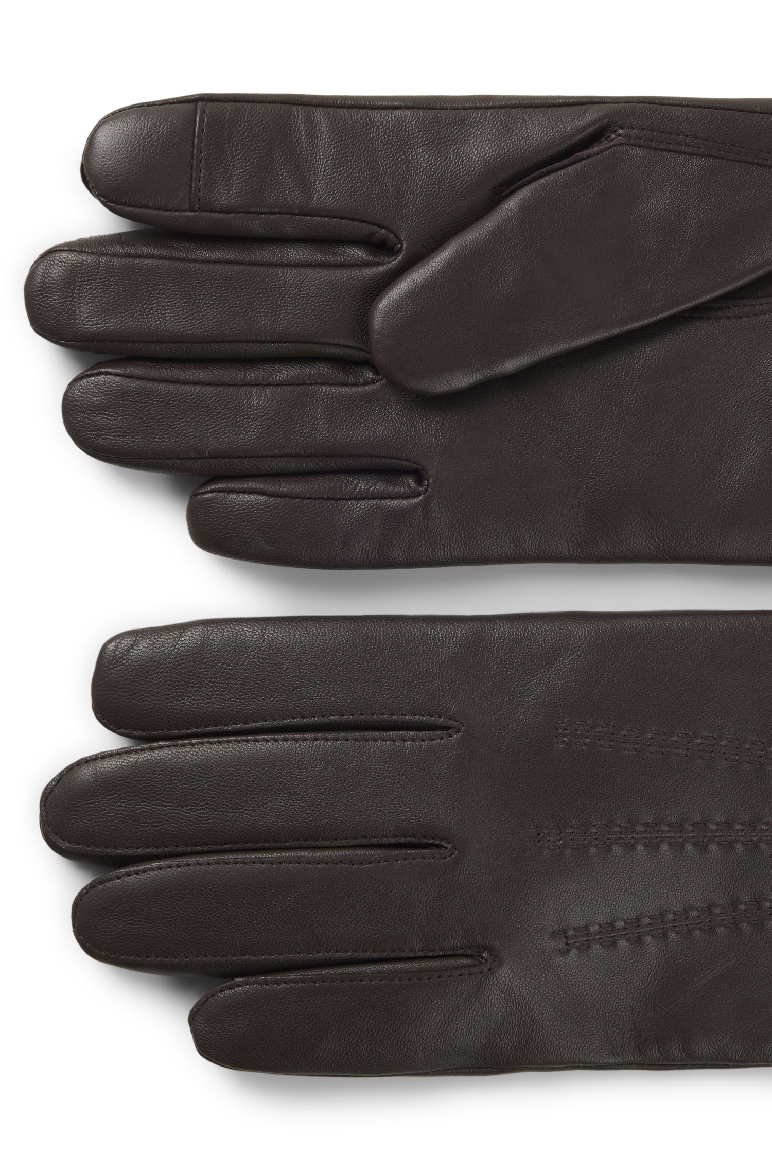 Boss Wool-blend lined leather gloves with logo handskar & vantar herr – bild 3