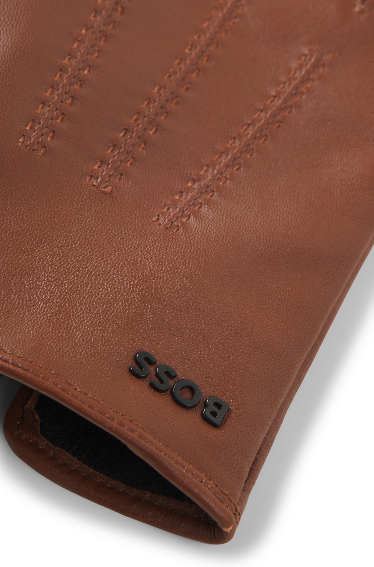 Boss Wool-blend lined leather gloves with logo handskar & vantar herr – bild 2