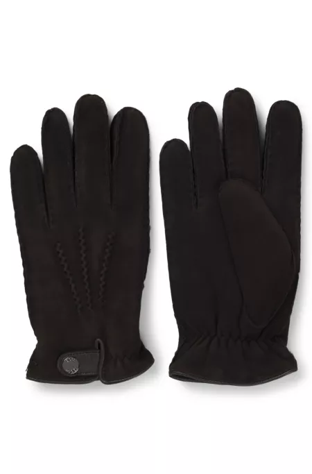 Sheepskin gloves with leather trims