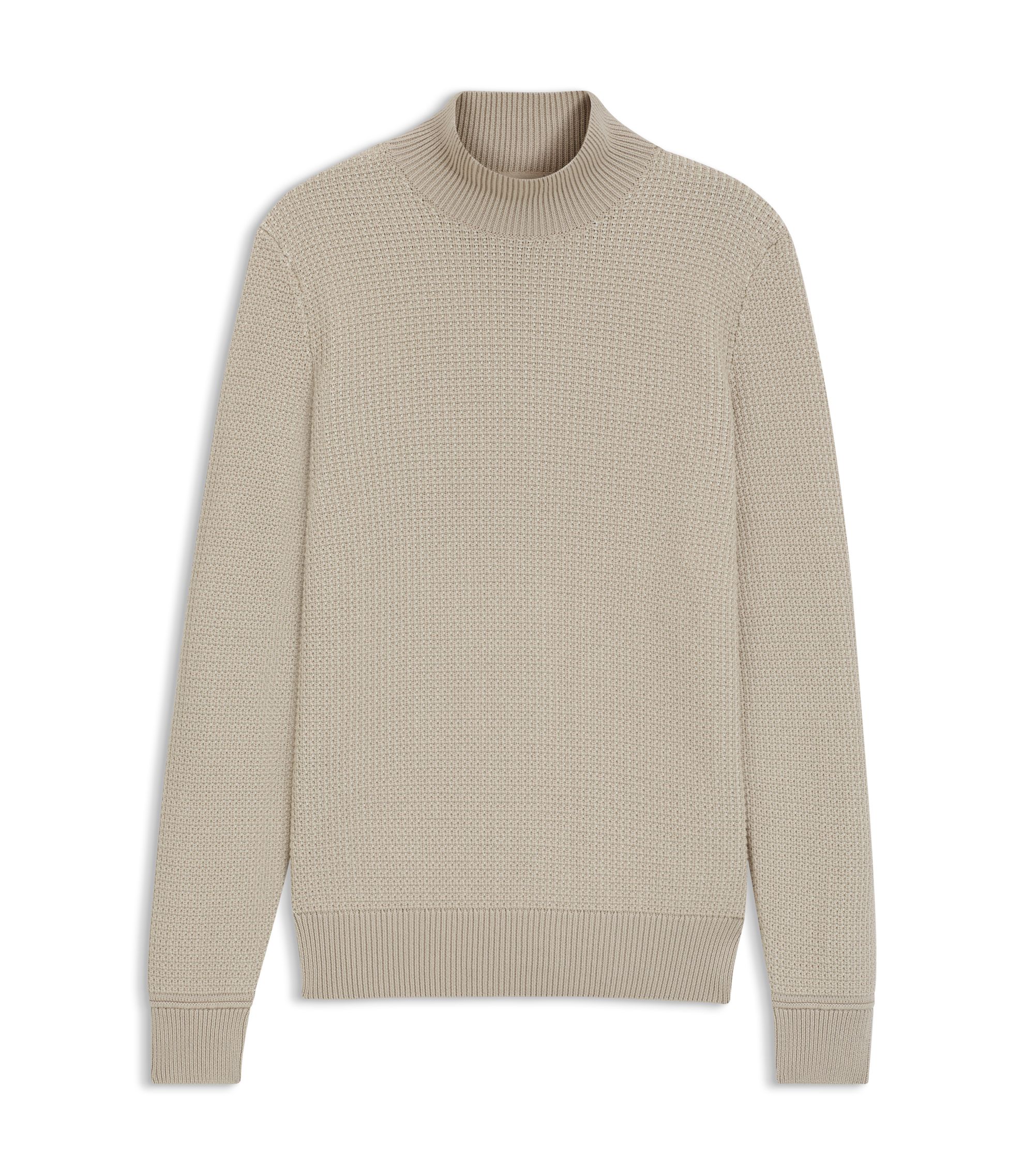 BOSS - Mock-neck sweater in cotton and virgin wool - Light Beige