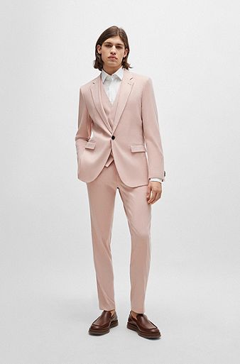 Men's Dark Charcoal Twill 3 Piece Slim Suit