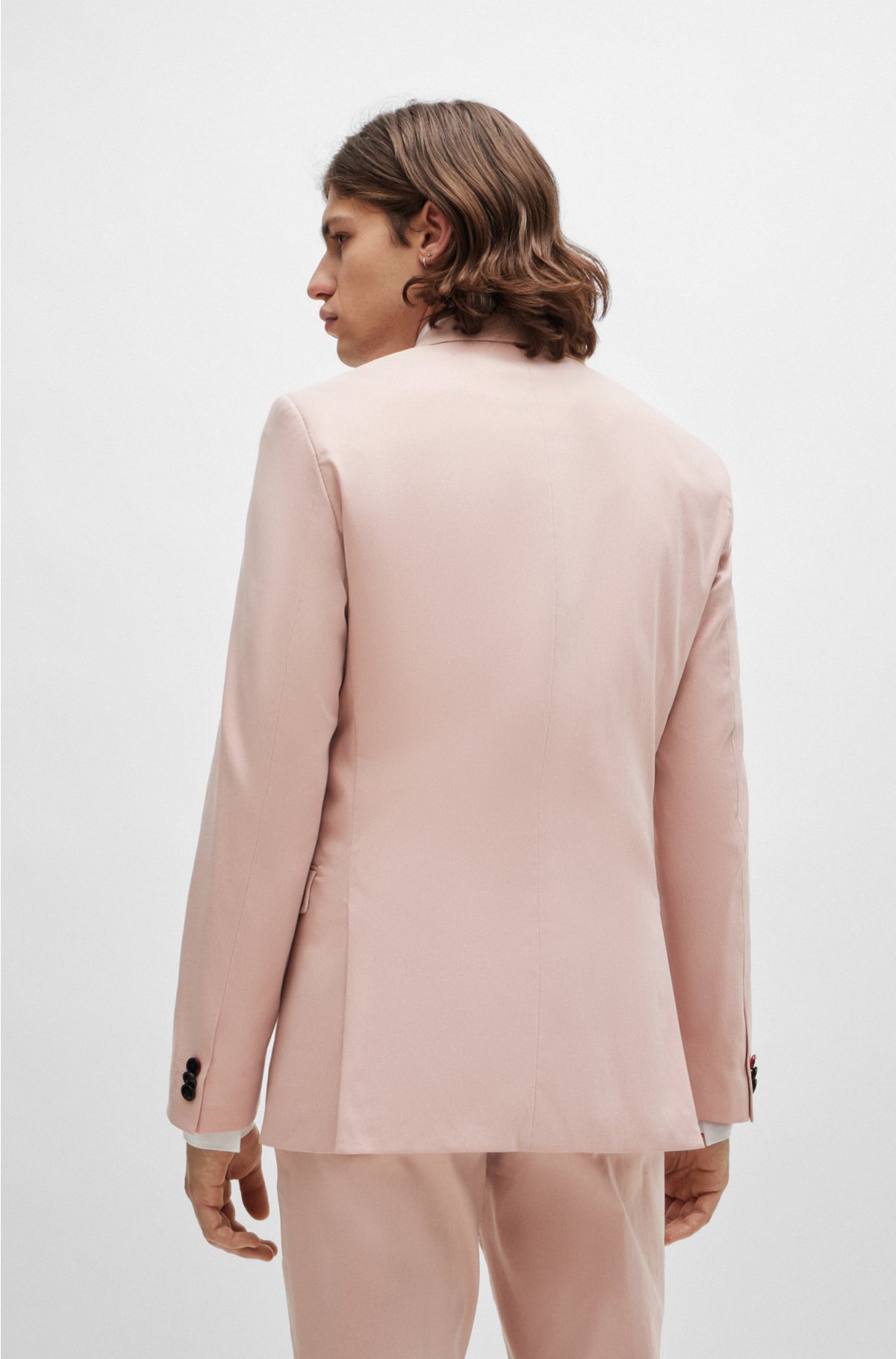 Extra-slim-fit suit in a lightweight cotton blend, light pink