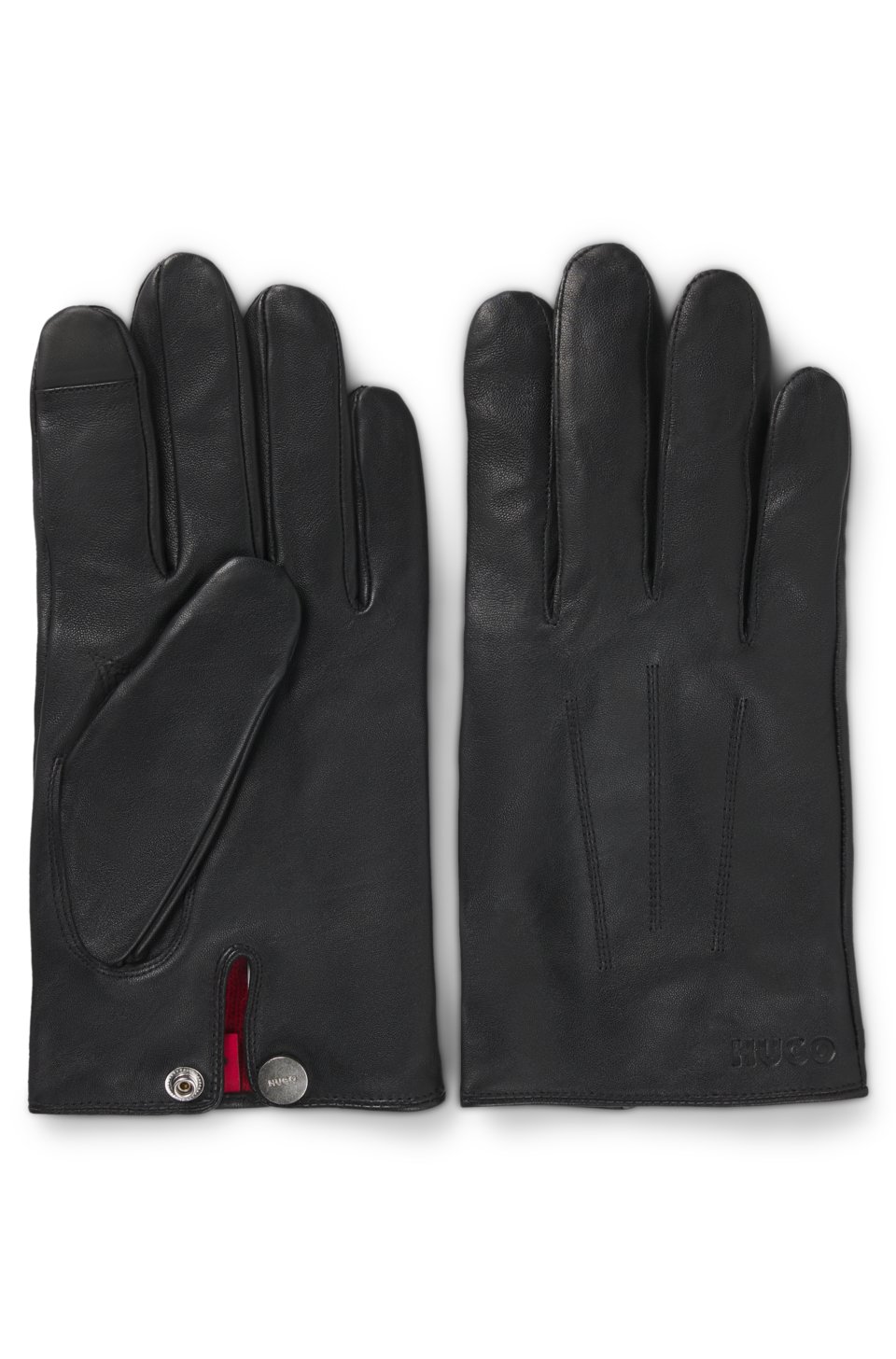 Leather gloves with touch-sensitive fingertips