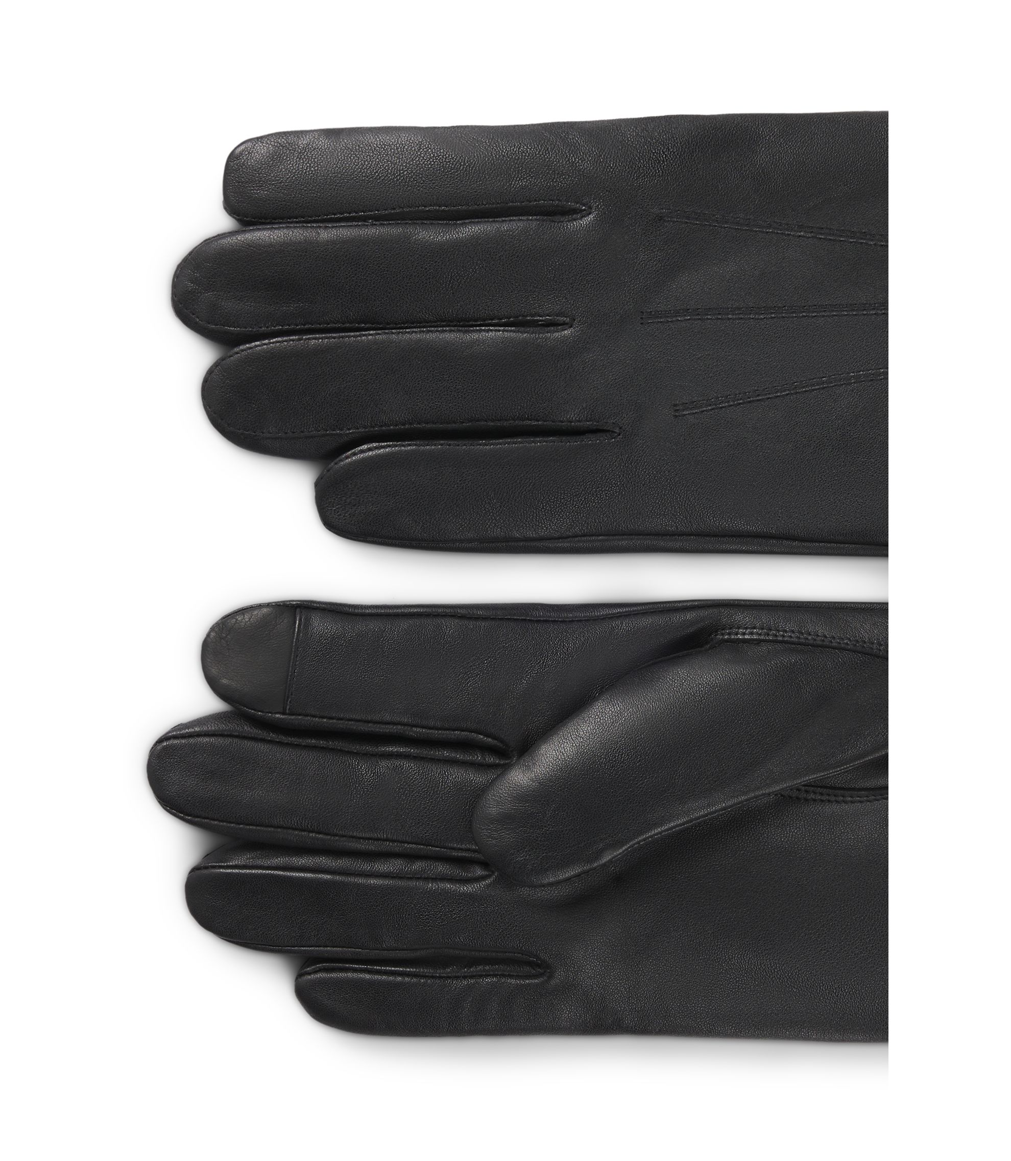 HUGO BOSS グローブ BOSS - レザー タッチパネル対応グローブ ニットライニング - ブラック