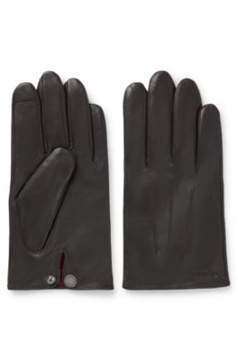 Handschuhe aus Leder mit Innenfutter aus Woll-Mix, Dunkelbraun