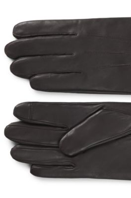 Handschuhe aus Leder mit Innenfutter aus Woll-Mix, Dunkelbraun