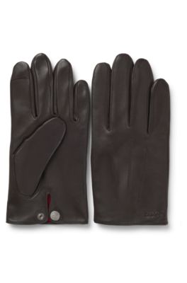 Leather gloves with touch-sensitive fingertips, Brown