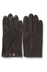 Leather gloves with touch-sensitive fingertips, Brown