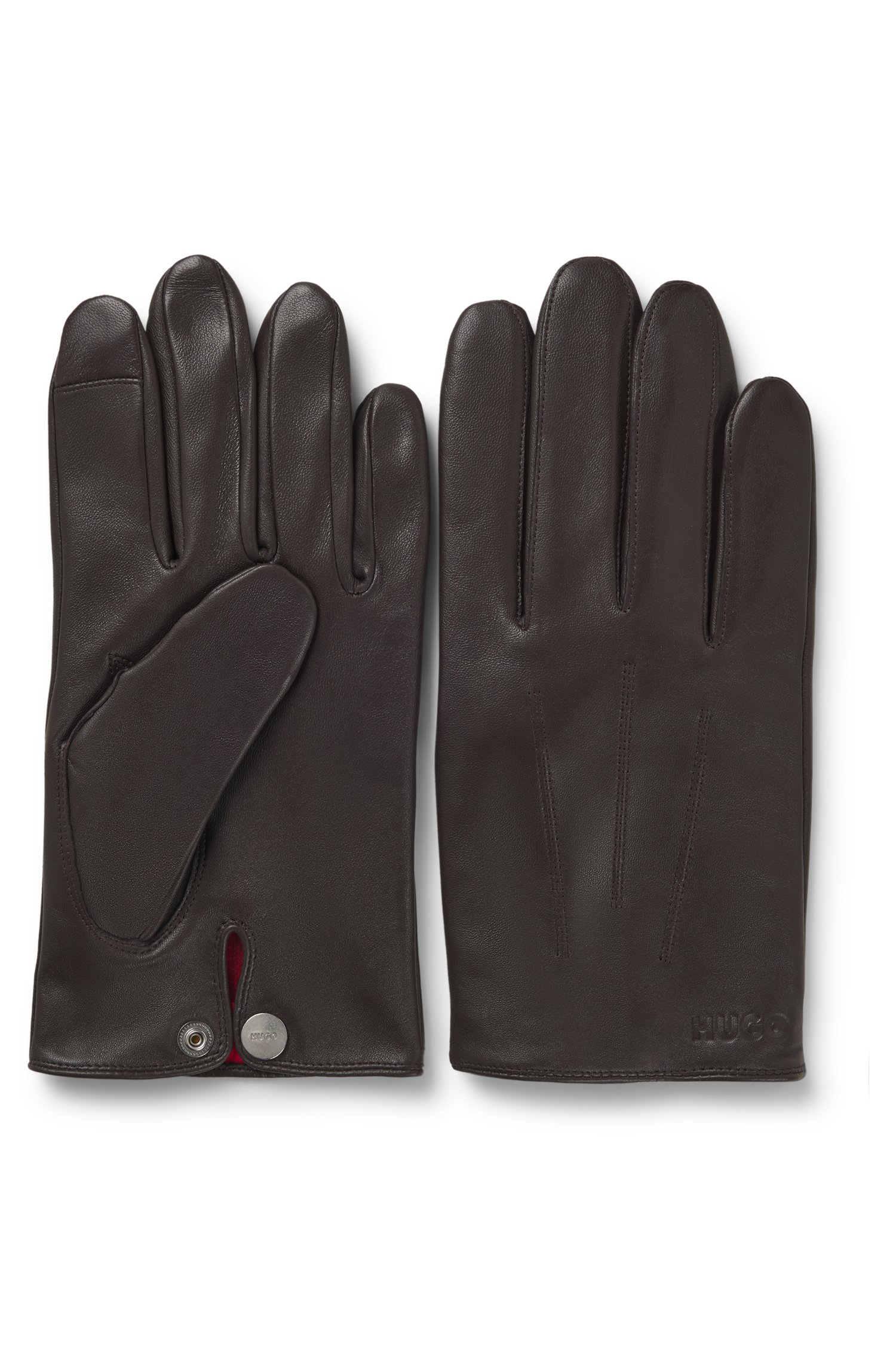 Hugo Leather gloves with touch-sensitive fingertips handskar & vantar herr